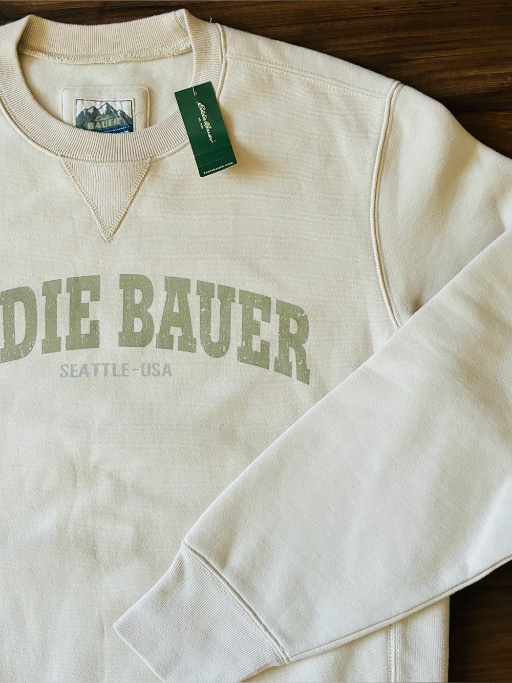 New Eddie Bauer Sport Shop Beige Mens Outdoor Sweater Size Large